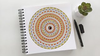 How to draw Mandala Art for beginners  Easy colorful Mandala  DoodleZentangle drawing [upl. by Werdn]