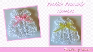 Vestido crochet souvenir  recuerdo para baby shower y bautizos [upl. by Akeme]