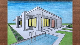 How to Draw a House in 2Point Perspective [upl. by Naitsirhk]