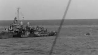 USS Noa APD24 sinking after colliding with USS Fullam DD474 on September 12 1944  Footage [upl. by Annaerda]