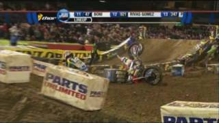 Anaheim 2 2010 supercross heat race 1 crash Kevin Windham [upl. by Gaylene]