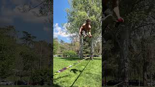 Slackline Athlete Performs Spectacular Balancing Trick  1498724 [upl. by Handal]