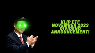 Klip ETF Dividend Announcement November 2023 [upl. by Yetah]