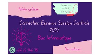 STI  Session Control 2022 Bac Informatique [upl. by Porche195]