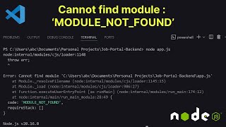 module not found error visual studio code in node js  cannot find module error in node js [upl. by Esahc287]