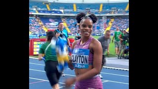 JAMAICA STAND UP  Tia Clayton Wins the 100m Womens Races at Silesia Diamond League witj 1083s [upl. by Lrac]