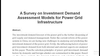 A Survey on Investment Demand Assessment Models for Power Grid Infrastructure [upl. by Eanel20]