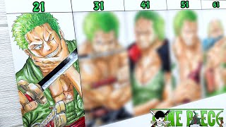 Drawing Zoro at 21 31 41 51 and 61  One Piece  ワンピース [upl. by Eiramit]