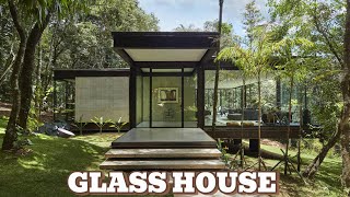 Glass House  The House With Transparent Glass Doors Overlooking The Forest [upl. by Suzetta]