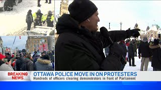 Police retake control of Parliament Hill  Freedom Convoy protests [upl. by Nessej950]