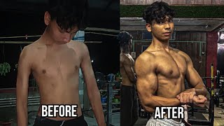 My 1 Year Body Transformation  Skinny to Muscle 1617 [upl. by Sitof]