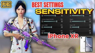 BEST SENSITIVITY amp SETTING IPHONE XR  4 Finger  Gyroscope  PUBG MOBILE INDONESIA [upl. by Ring]