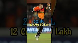 David Warner total ipl Salary 2019to2024 🤑 cricket shorts ipl davidwarner dc [upl. by Dnamron140]