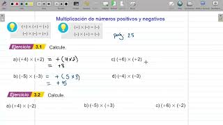 Multiplicación de números positivos y negativos ejercicio 31 y 32 [upl. by Amikay]