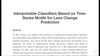 Interpretable Classifiers Based on Time Series Motifs for Lane Change Prediction [upl. by Nunes]