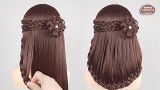 Simple Hairstyles  Different Half Up Half Down Hairstyles  Open Hair Hairstyle Easy [upl. by Pride293]