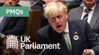 Boris Johnsons last Prime Ministers Questions PMQs  20 July 2022 [upl. by Steddman284]