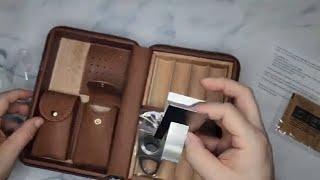 Portable Cigar Humidor Hold 4 Cigars Handmade Spanish Cedar Wood Cigar Box Cigar Travel Case Review [upl. by Nwahshar]