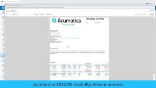 Acumatica 2022R2 Dunning Letters with Unapplied Payments and Credit Memos [upl. by Issor40]