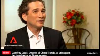 CheapTicketssg interview Channel News Asia about tourism trends Asia  Geoffrey Davies [upl. by Rovaert]