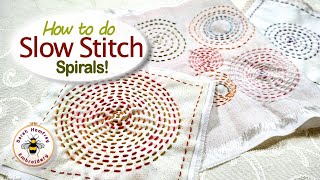 Easy tutorial on how to stitch spirals in your slow stitching embroidery projects [upl. by Domineca]