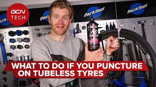 How To Fix A Punctured Tubeless Tyre  GCN Tech Puncture Repair Guide [upl. by Debi]