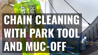 Cleaning Bike Chain with Park Tool Chain Scrubber and MucOff Drivetrain Degreaser [upl. by Tegdig]