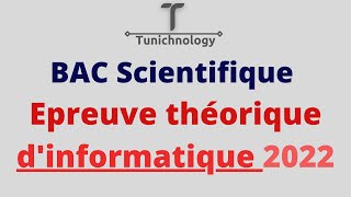 Correction bac théorique informatique 2022 bac Scientifique [upl. by Aldarcy]