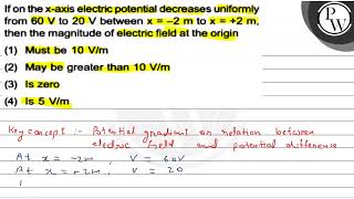 If on the \ \mathrmx \axis electric potential decreases unifor [upl. by Art]