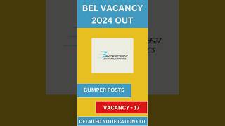 BEL Notification 2024  BEL Vacancy Salary Eligibility Syllabus 2024 Latest Government Jobs 2024 [upl. by Anawed]