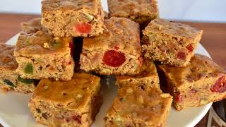 Fruitcake Cookie Bars  Blondies with Fruitcake and nut mix [upl. by Lose]