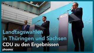 Pressekonferenz der CDU nach den Landtagswahlen in Thüringen und Sachsen  020924 [upl. by Lutim]