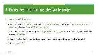 Microsoft Project Leçon 3  Création dun projet dans MS Project [upl. by Natlus]