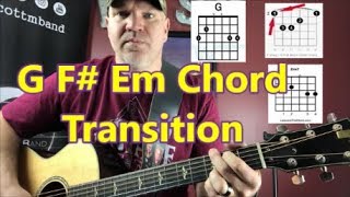 How To Play G F Em Chord Transition Beginner Lesson 2019 [upl. by Neiman]