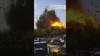 Moment missile strikes shopping centre in Ukraine [upl. by Grissel]