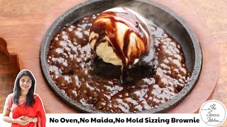 No Oven No Mold No Maida Sizzing Brownie Recipe  Sizzing Brownie with Ice cream [upl. by Morgun]