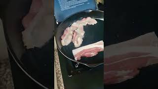 bacon cast iron propane breakfast [upl. by Bronez]