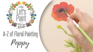 Learn to Paint a Poppy  FolkArt One Stroke AZ of Floral Painting [upl. by Buckels988]