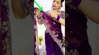 Pallu Pin Tips 💜 beautynstyle saree sareedraping [upl. by Arin433]