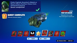 Claim Captain Americas Shield or Shuris Black Panther Claws from eliminated players Fortnite Quest [upl. by Murry]