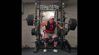 Squat No Hands 230kg507lbs attempt [upl. by Ahsyekal569]