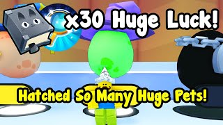 How Many Huge Pets Can I Hatch With 30x Huge Luck  Pet Simulator 99 [upl. by Corwun]