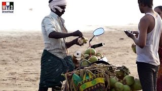 BEACH FOOD  COCONUT  MACHILIPATNAM BEACH  4K VIDEO street food [upl. by Wenona]