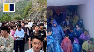 Chinese tourists stranded on mountain during Golden Week holiday [upl. by Juanita]