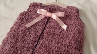 VERY EASY cute crochet sweater vest  gilet  jacket tutorial  any size [upl. by Anaeg147]