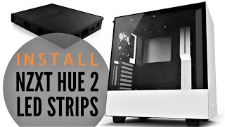 Best PC RGB NZXT H500i Hue 2 and LED Strip Install full tutorial [upl. by Pincince86]