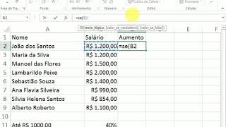 Resolução do exercício excel Salário aumento [upl. by Ellenet]