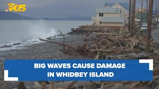 Residents cleaning up after big waves cause damage on Whidbey Island [upl. by Rukna]