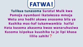 FATWAJee inafaa kwa mwanamke mwenye hedhi kusoma quran bila ya kushika msahafu [upl. by Ayoted937]