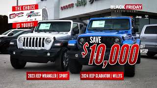 Get Black Friday Savings All Month Long 10000 Off Jeep Wranglers amp More [upl. by Janette13]